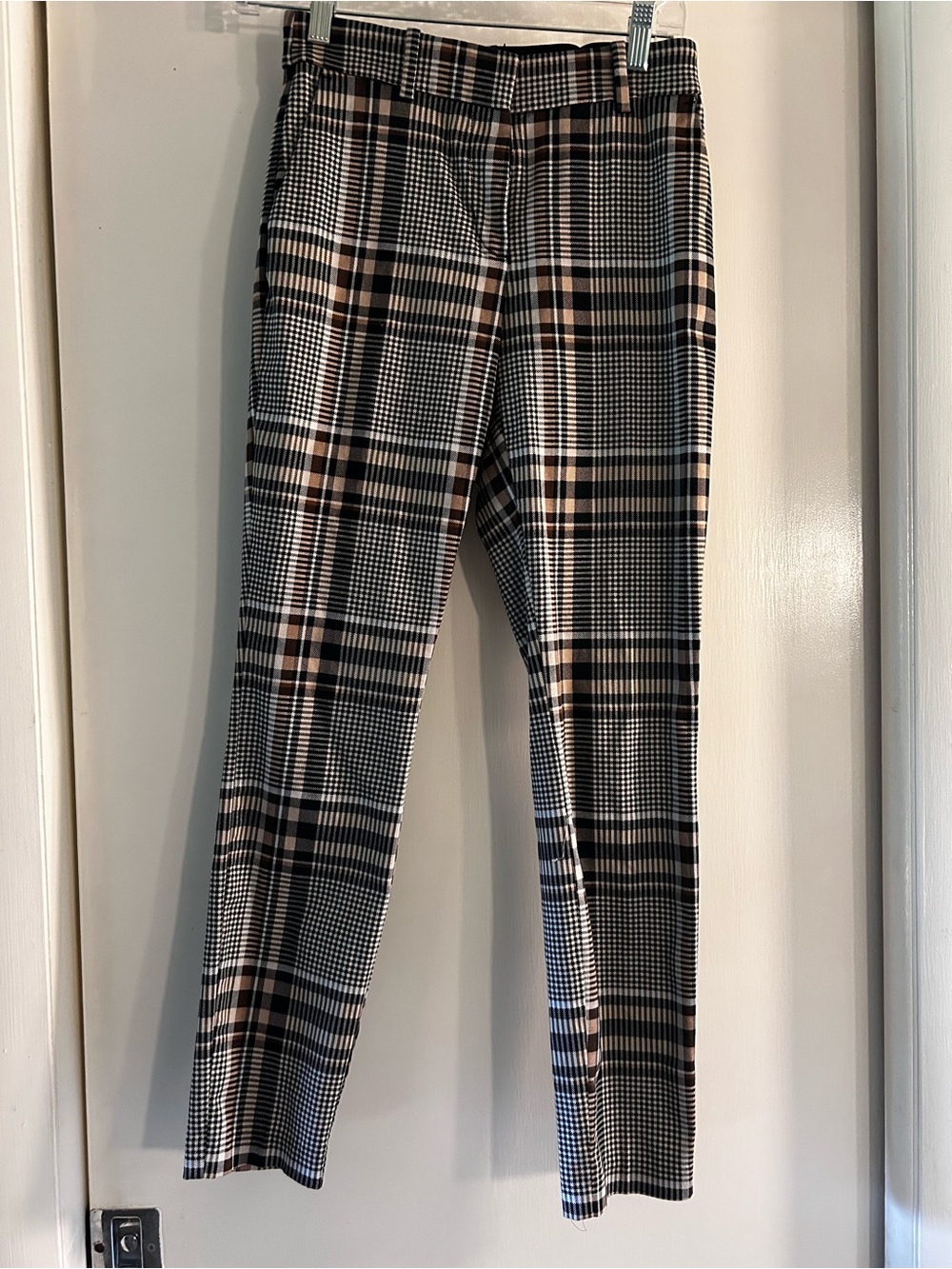 H&M Plaid Dress Pants in Black, White & Brown